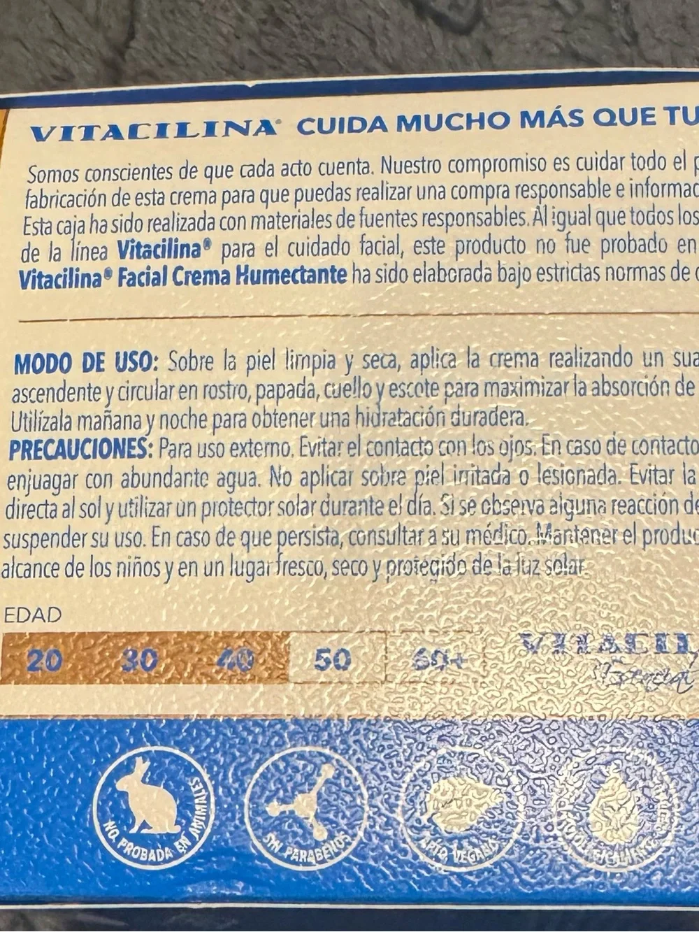 Vitacilina Facial Humectante Moisturizer - Blue/Gold